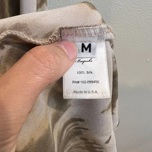 SW3 Bespoke 100% Silk Brown Tie Dye V Neck Going Out Strappy Slip Maxi Dress M - Picture 7 of 10